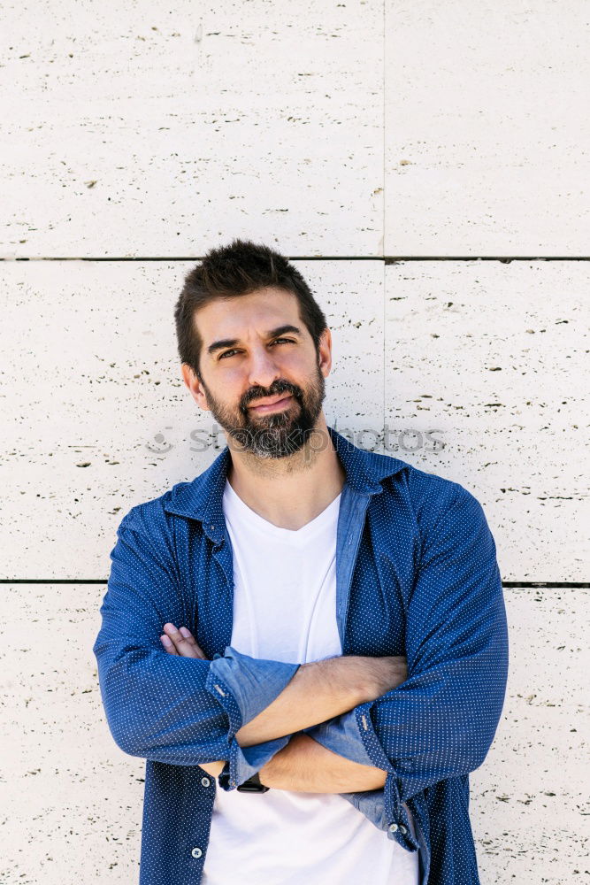 Similar – Image, Stock Photo Laughing man with closed eyes