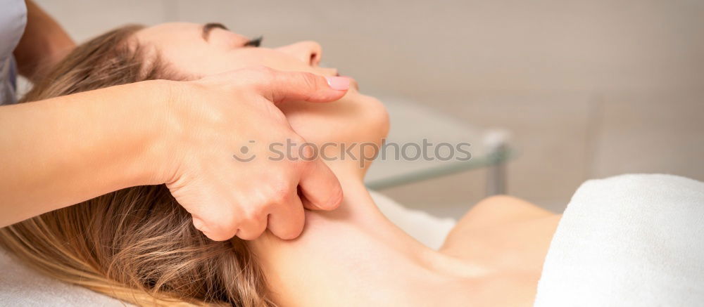 Image, Stock Photo Woman receiving back massage on clinical center