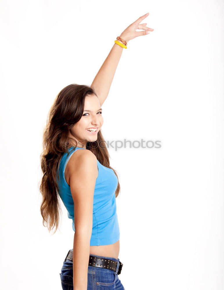 Similar – Image, Stock Photo Trendy cheerful girl gesturing at street