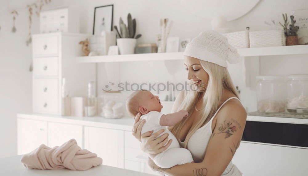 Similar – Image, Stock Photo Mother and toddler son wrapping christmas gifts together