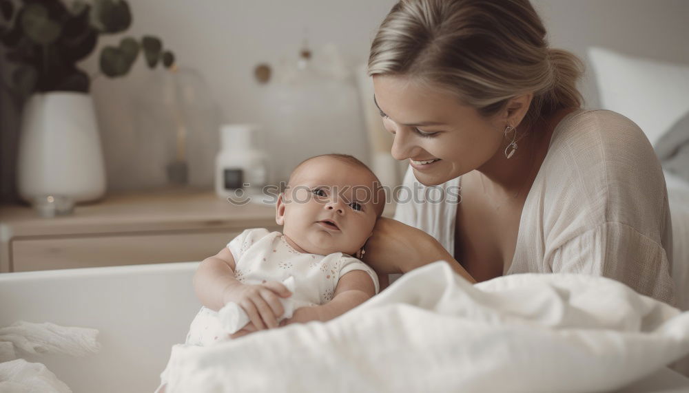 Similar – Image, Stock Photo Mother smiling at baby
