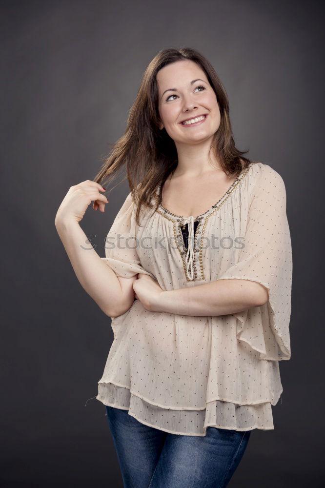 Image, Stock Photo portrait of smiling teenager in nature