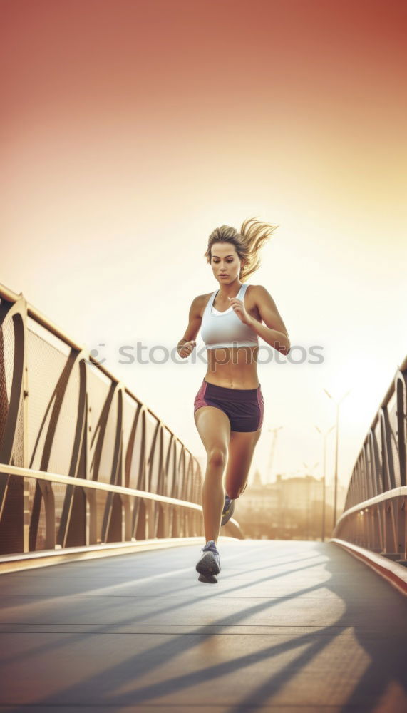 Similar – Athletic Woman in Running Exercise at the Park