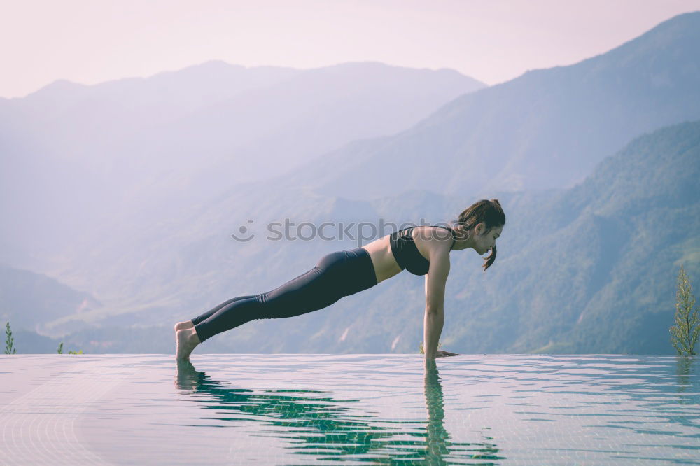 Similar – Man meditating on poolside