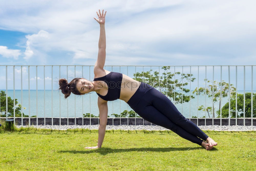 Similar – Image, Stock Photo woman doing yoga and pilates outdoor with her mat