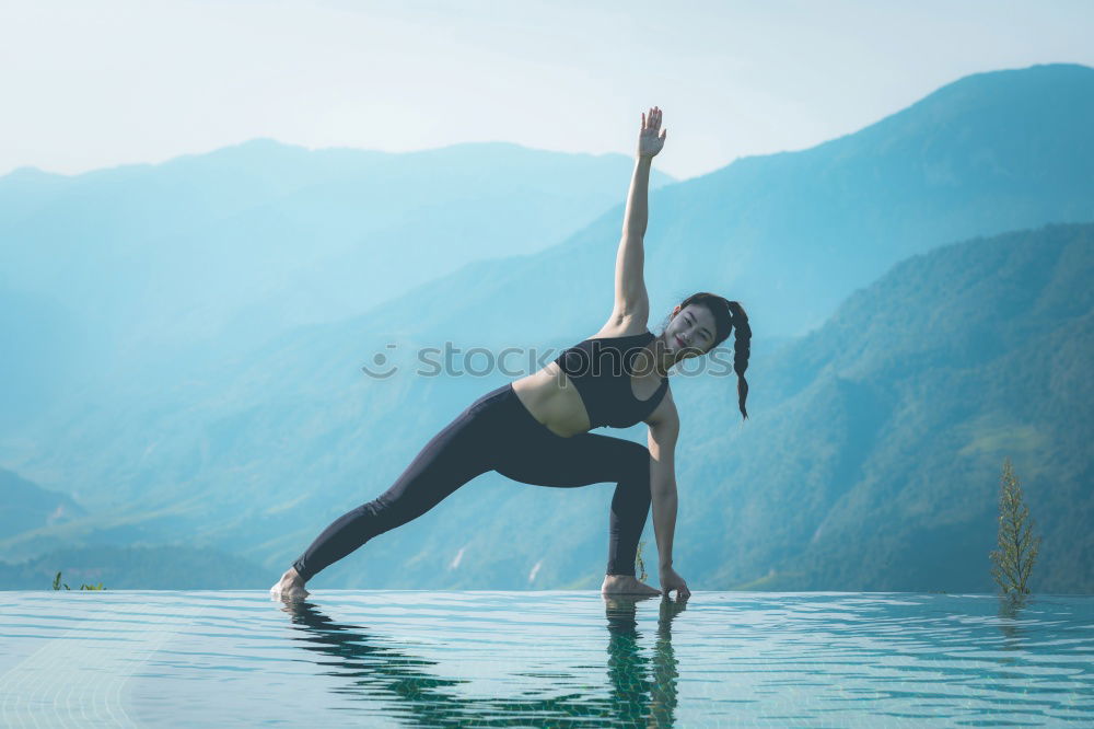 Similar – Man meditating on poolside