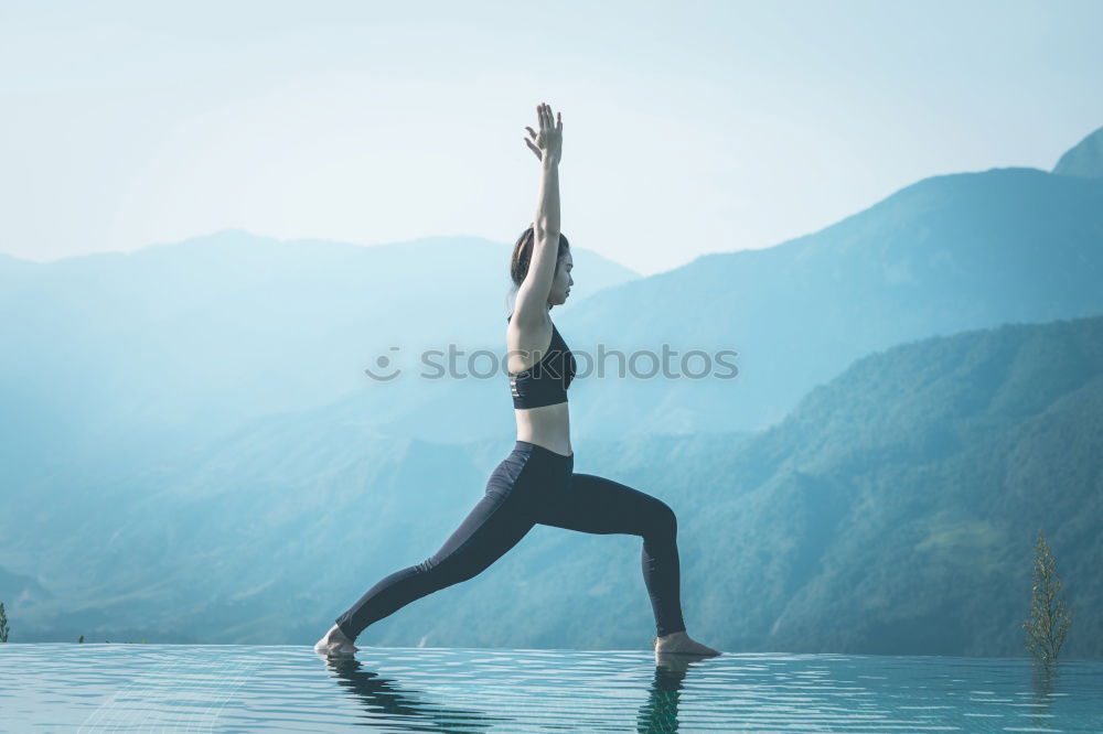 Similar – Man meditating on poolside