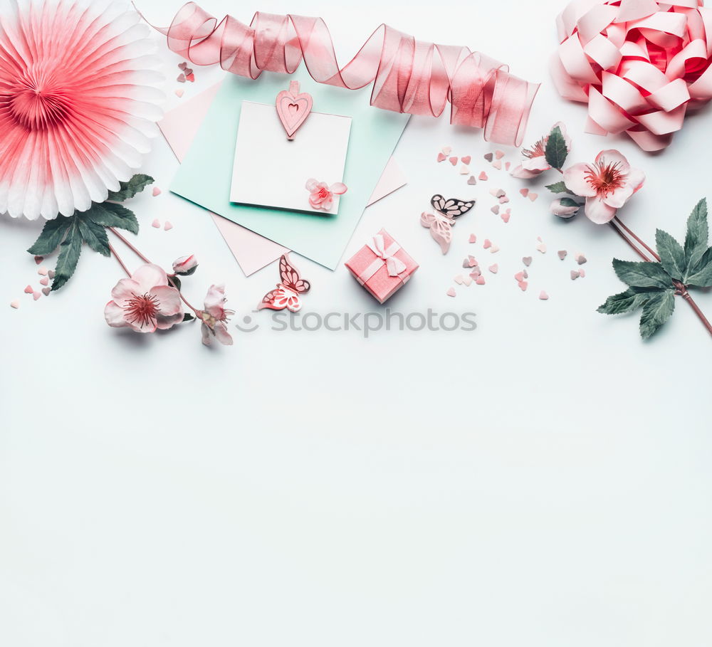 Image, Stock Photo Easter background with pastel pink decoration