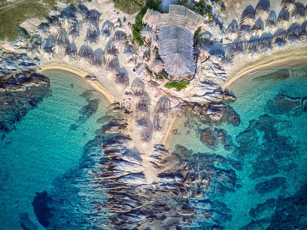 Similar – Scenic aerial view of city on ocean shore