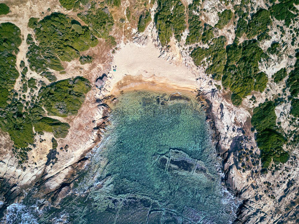 Praia da Boneca Algarve Lagos Portugal coastline from above aerial view drone shot coast Atlantic coast from above outdoor view sea cave seascape