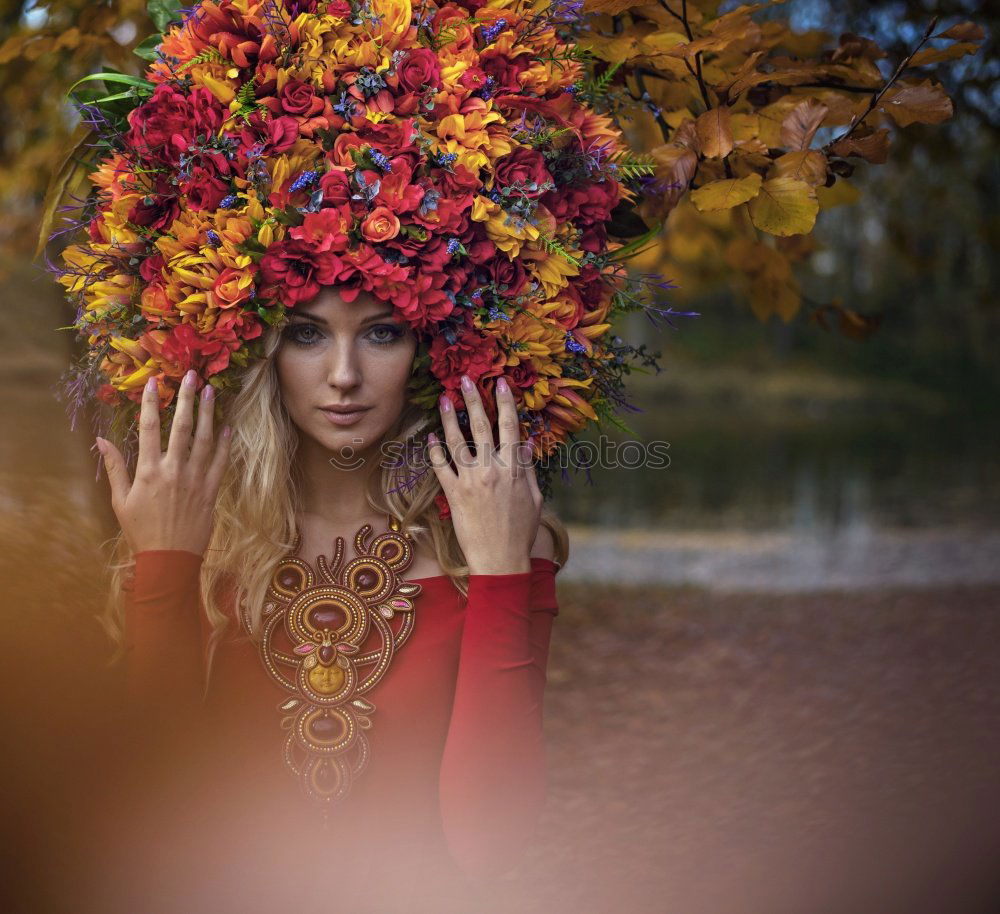 Similar – Image, Stock Photo Beautiful sexy lovely young girl lying on golden autumn leaves, covered with colorful autumnal leaves, in the park, with smile in the face.