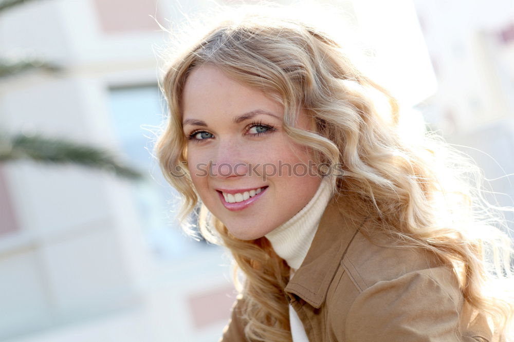 Similar – Image, Stock Photo Blond mature smiling woman on street