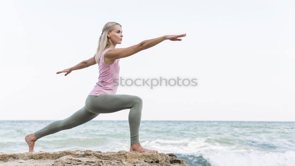 Similar – Black woman, afro hairstyle, doing yoga in the beach.