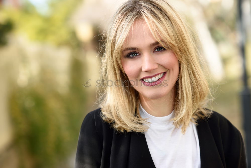 Similar – Image, Stock Photo Pretty blonde woman in urban background