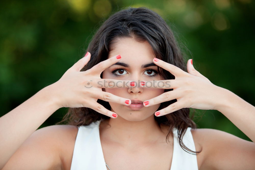 Similar – Image, Stock Photo Portrait of Young woman with many eyes