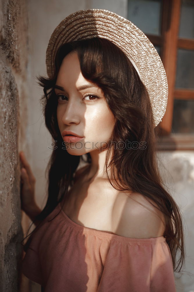 Similar – Attractive woman at window