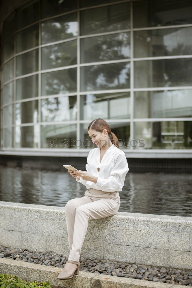 Similar – Image, Stock Photo Woman using a computer on the floor