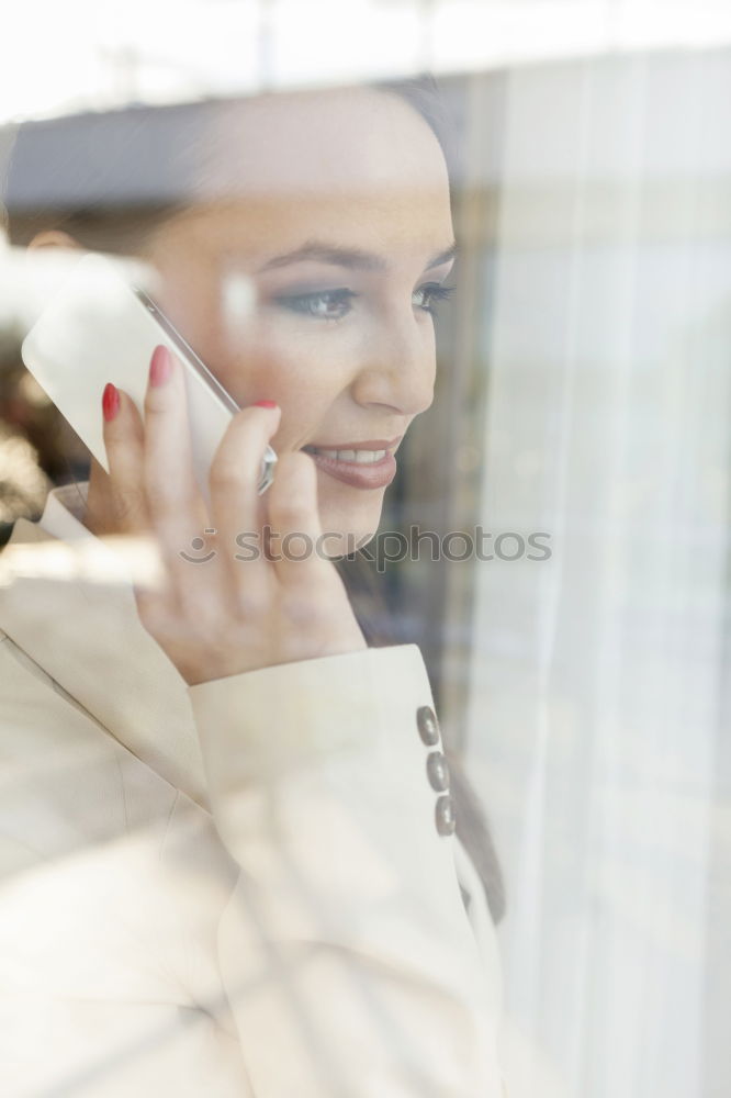 Similar – Image, Stock Photo Young thoughtful woman looking through the window