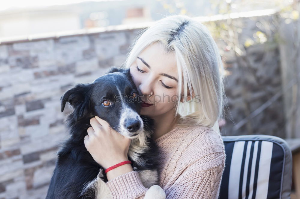 Similar – Image, Stock Photo Sexy young woman at home playing with her dog