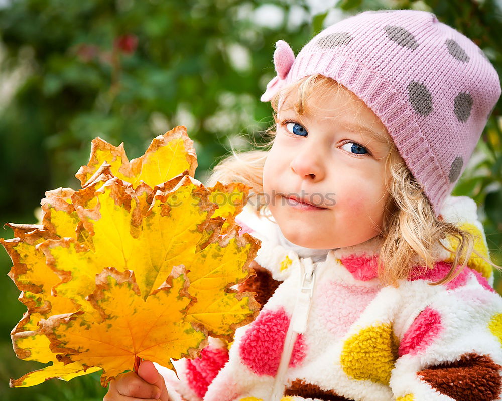 Similar – Image, Stock Photo Girl with bouquet from sheets in autumn