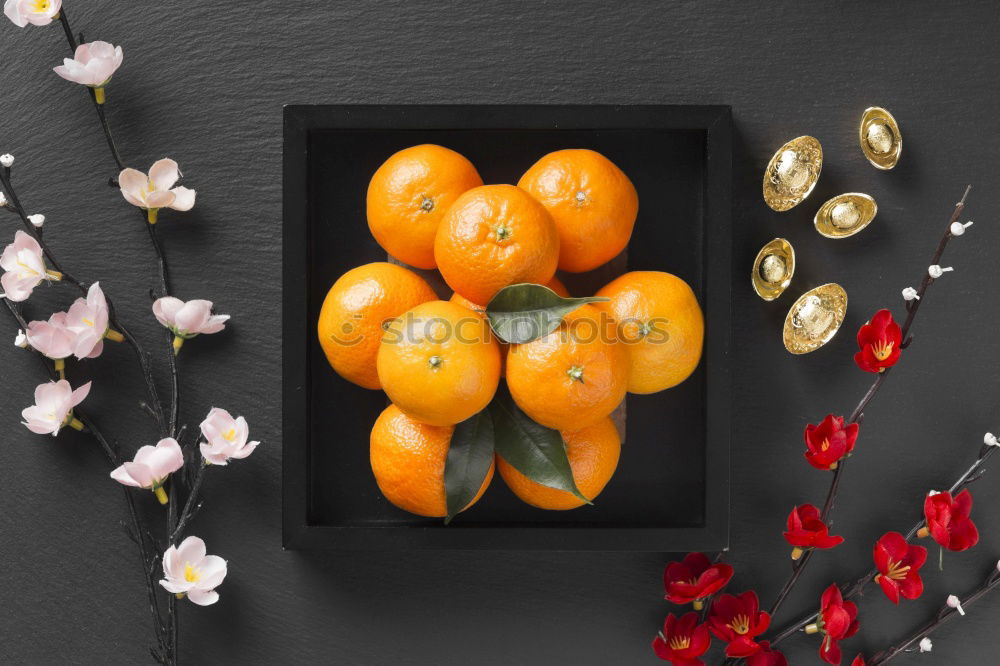 Image, Stock Photo Oranges on dark background