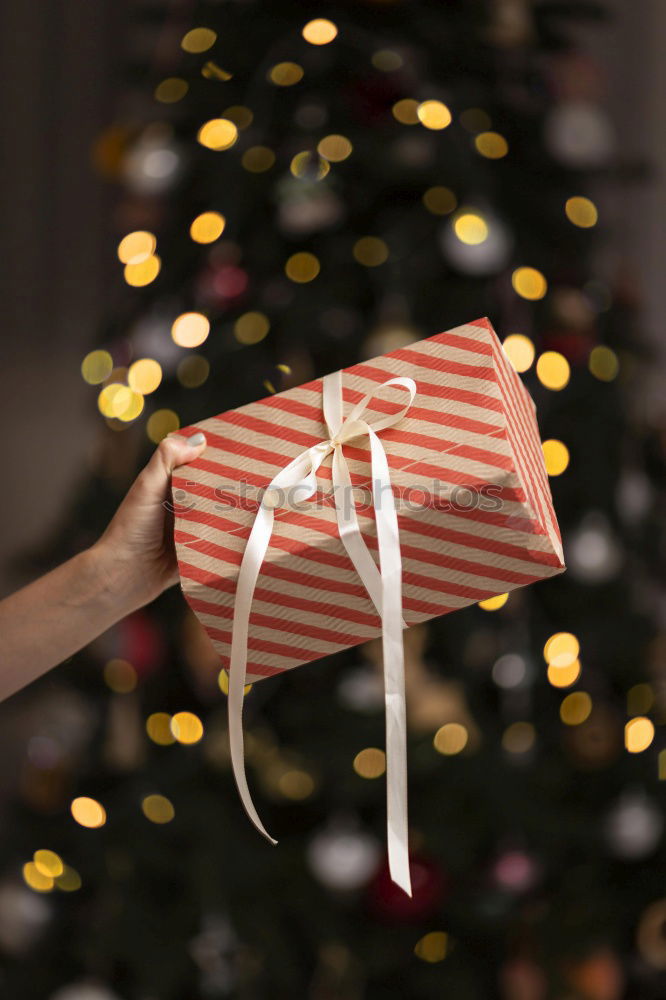 Similar – Foto Bild Papiertüte mit hölzernem Tannenbaum-Anhänger vor dunklem Hintergrund