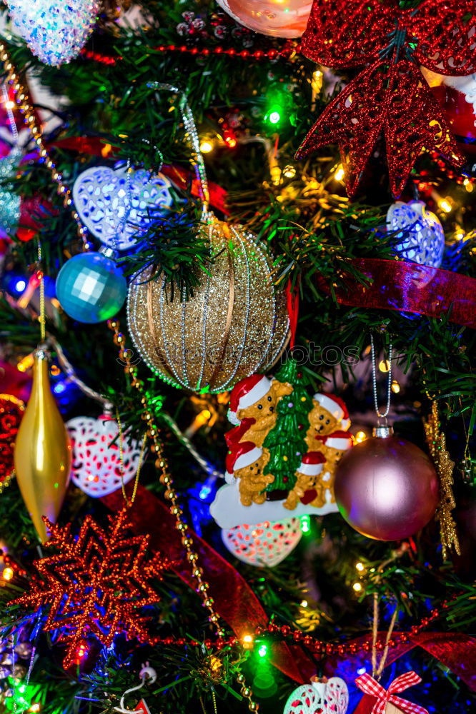 Similar – Image, Stock Photo Nostalgic Christmas decoration with delicate fir branches, red bauble and vases on an old table. Red christmas bauble hangs shiny on twigs. Glowing Christmas bauble hanging from branches in old white nostalgic porcelain pots at home.