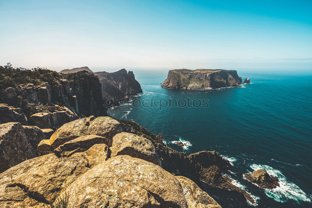 Similar – Image, Stock Photo Big mount and coastal town