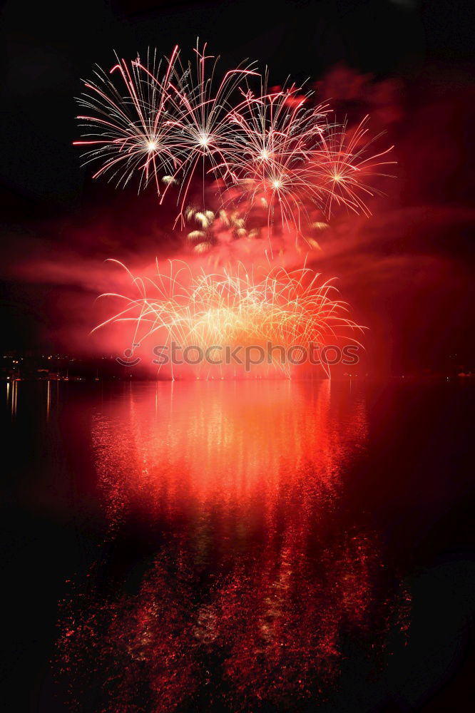 Similar – Image, Stock Photo Red fireworks on the black sky