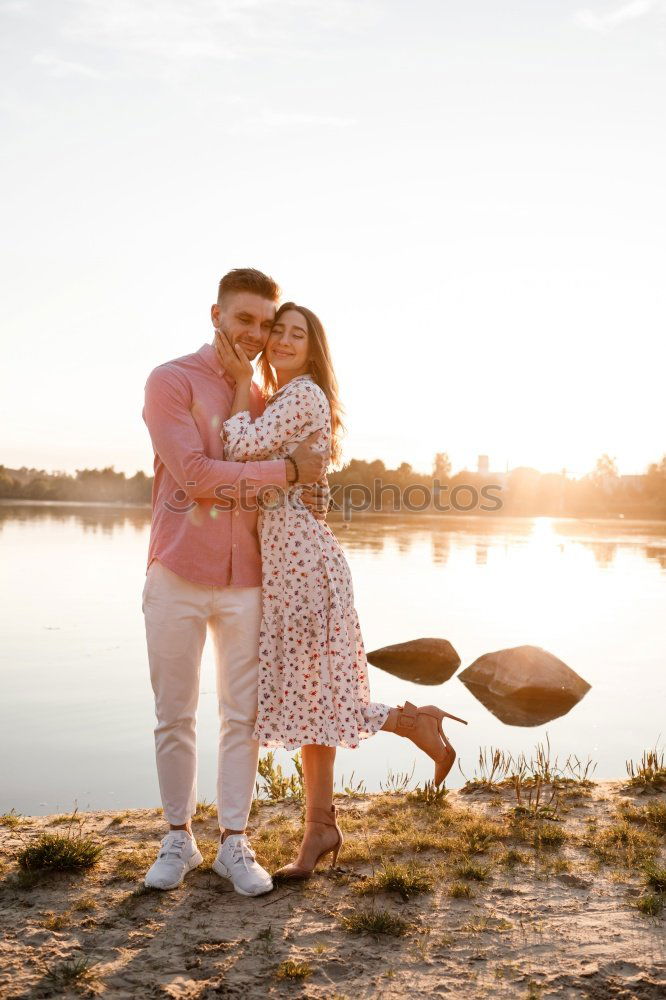 Similar – Image, Stock Photo Cheerful couple posing on nature