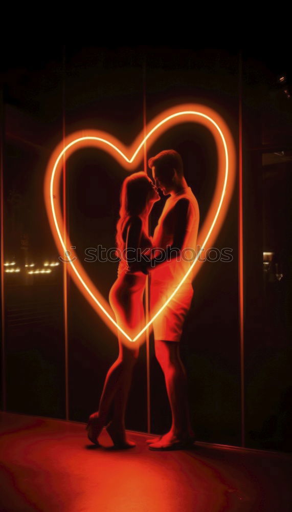 Similar – Couple with fluorescent paint kissing