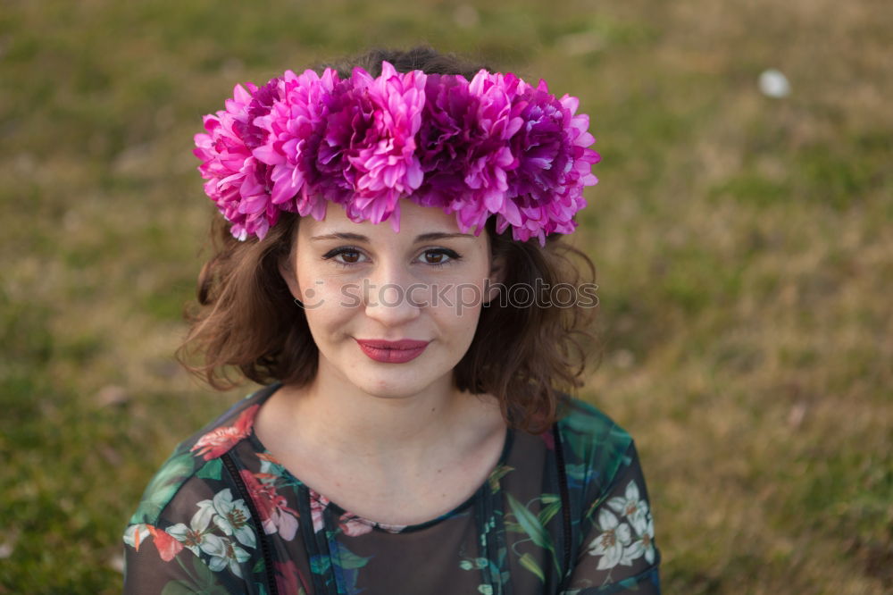 Similar – Woman with flower wreath