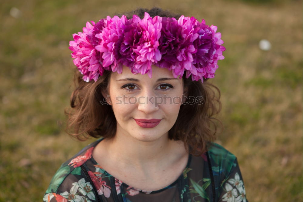 Woman with flower wreath