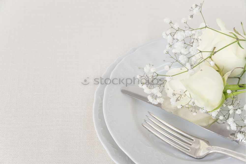 Similar – white ceramic plate with iron vintage cutlery