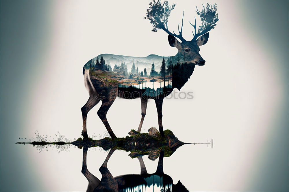 Similar – Deer in the morning Nature