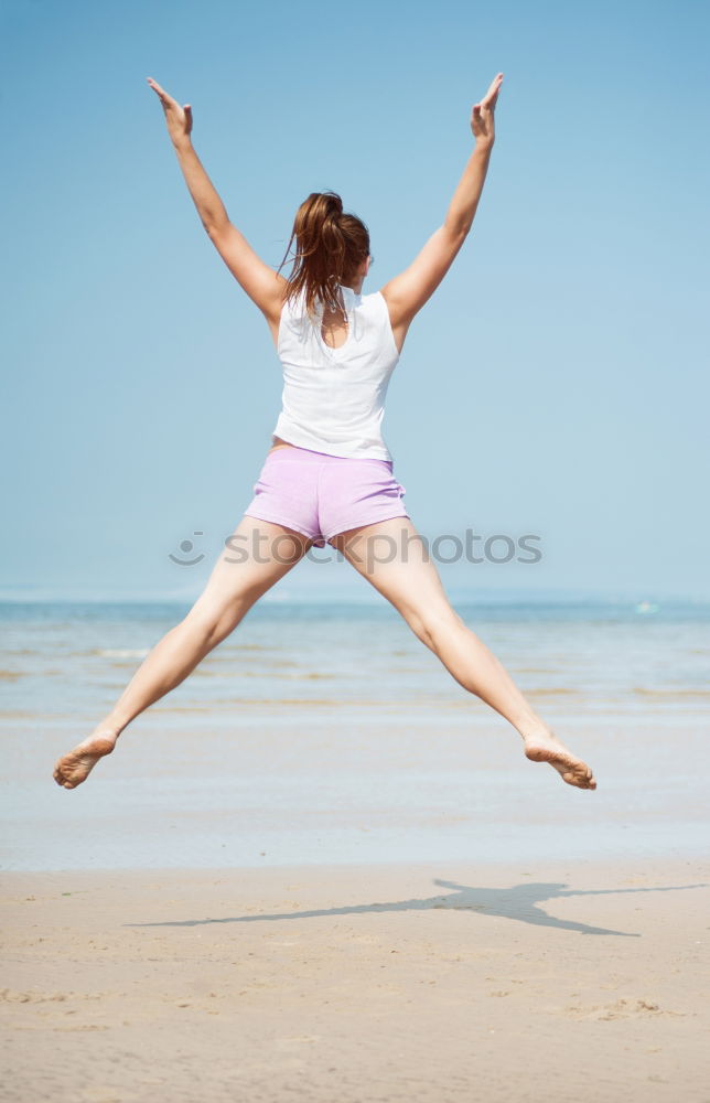 Similar – Image, Stock Photo Caucasian blonde woman practicing yoga in the beach