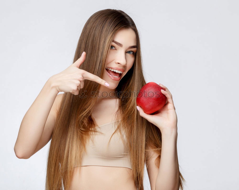 Similar – Image, Stock Photo Attractive woman with apple