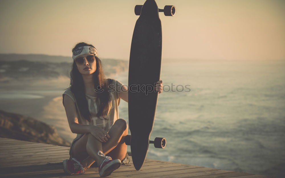 Similar – Image, Stock Photo Woman eating watermelon at the beach in sunset