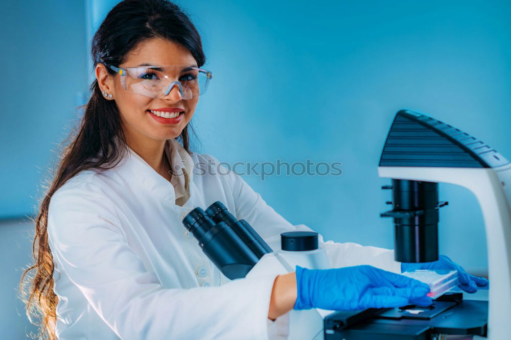 Similar – Image, Stock Photo Woman in whites standing in lab