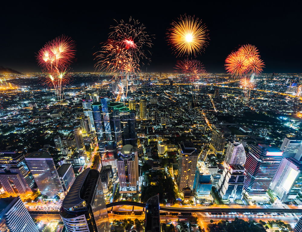 Similar – New Year’s Eve fireworks with TV tower (historical) III