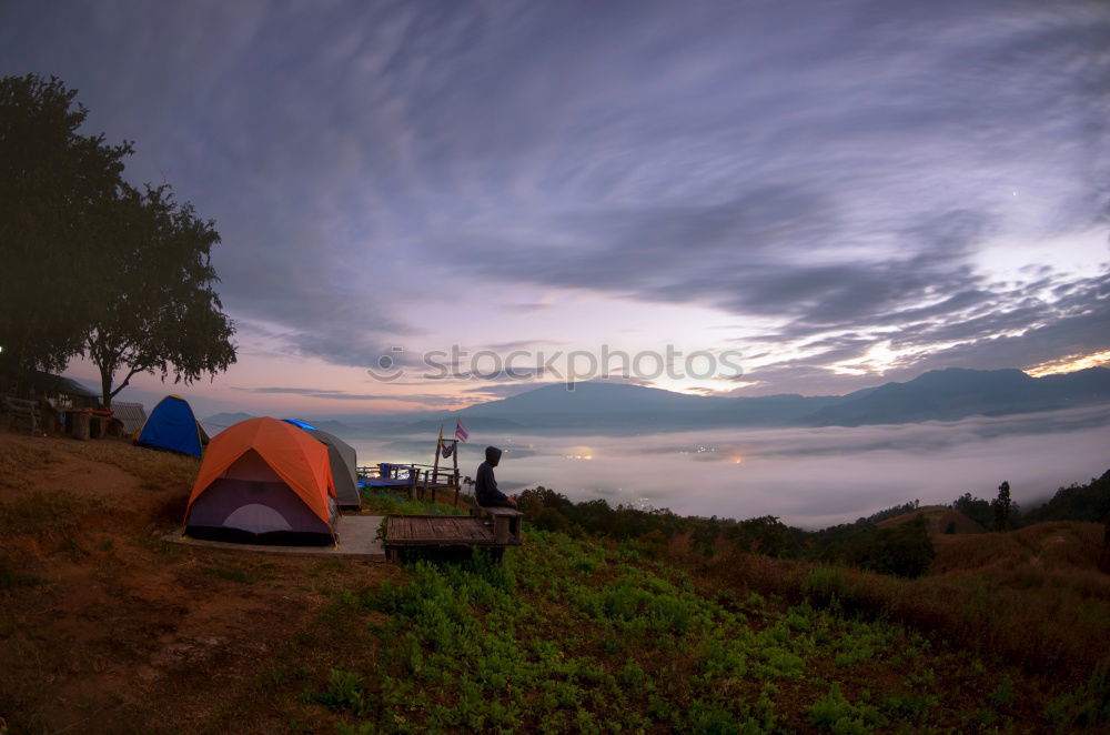 Similar – Image, Stock Photo Evening lit tent in camping