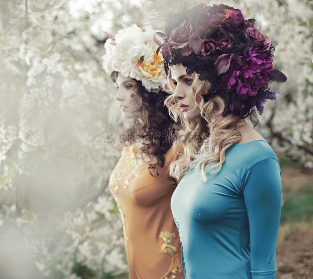 Similar – Image, Stock Photo A Young Women couple Standing in the Woods