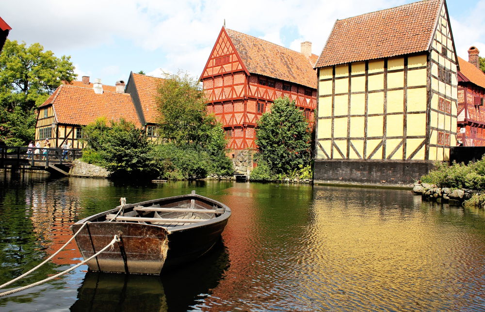 Similar – Image, Stock Photo Little Venice. Venice flair in Bamberg.  The river, the old half-timbered houses and blue sky.