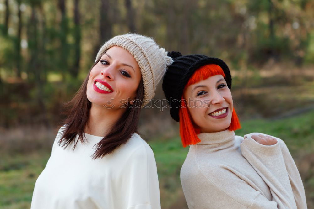 Similar – Image, Stock Photo Beautiful friends in the forest in a winter day