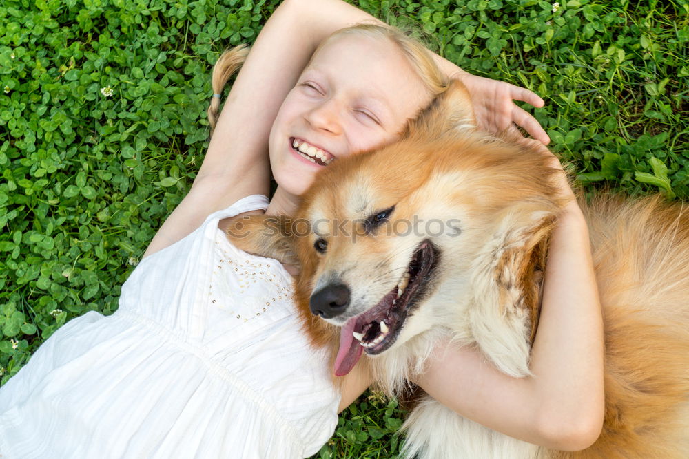 Image, Stock Photo Sexy young woman at home playing with her dog