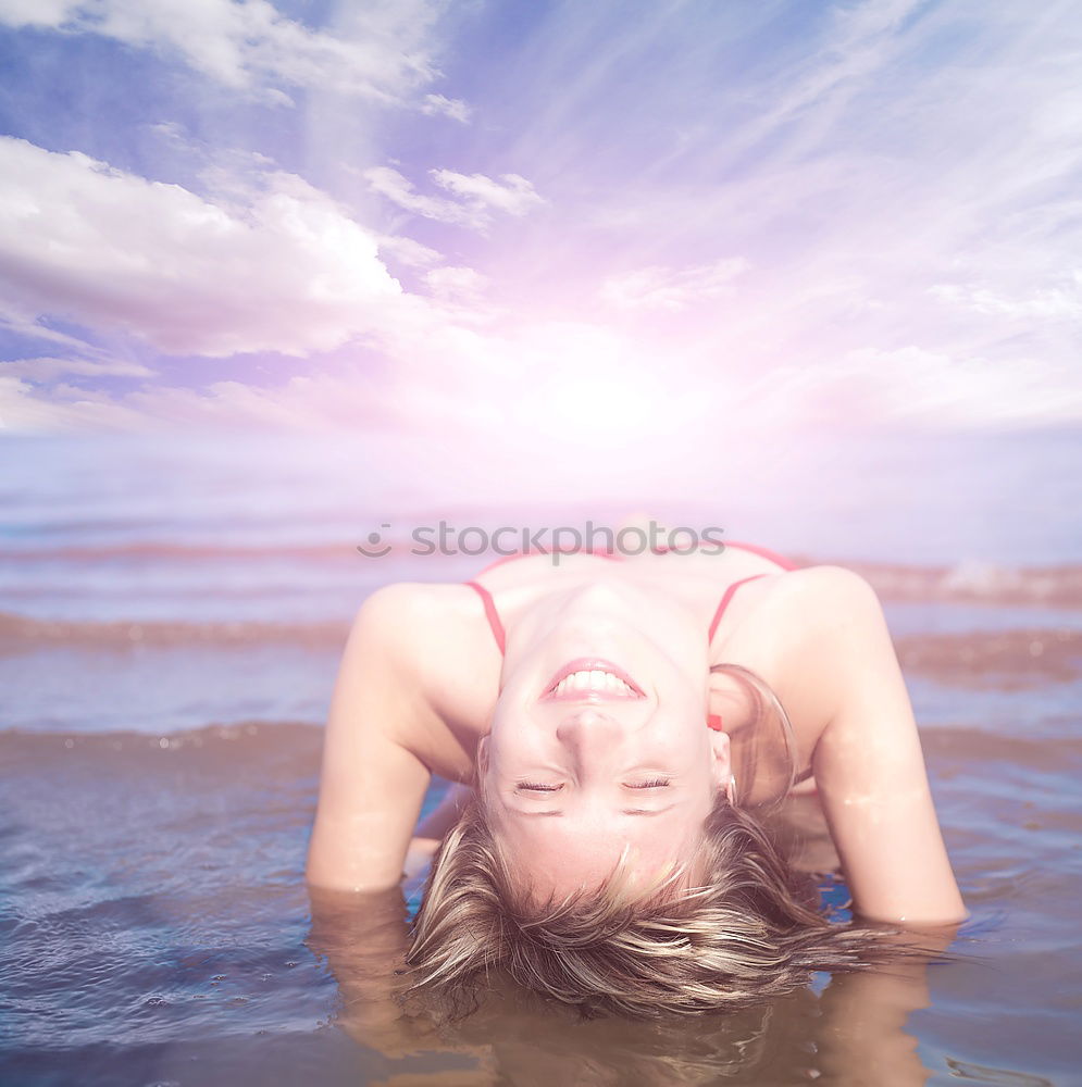 Similar – Image, Stock Photo Woman with closed eyes in water