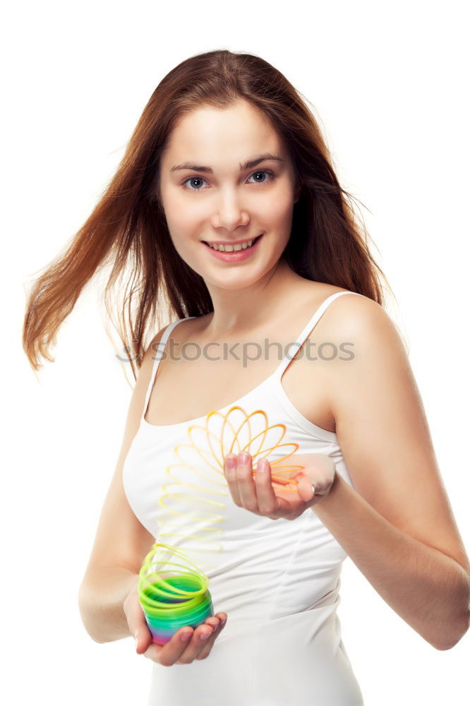 Similar – Image, Stock Photo Young woman with a cookie and coffee mug