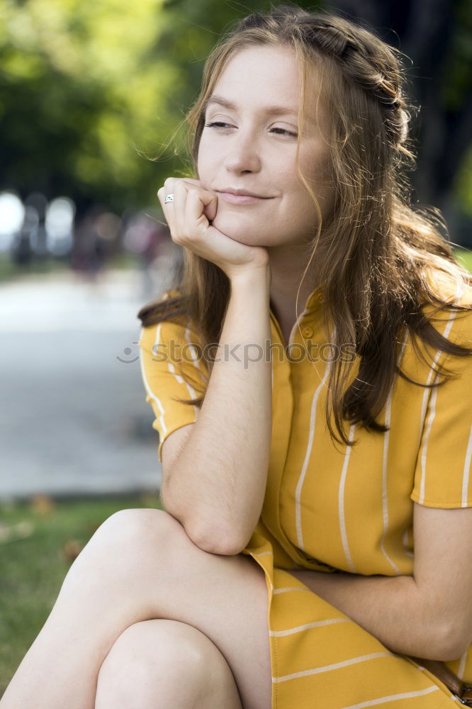 Image, Stock Photo Young blonde girl with beautiful blue eyes.