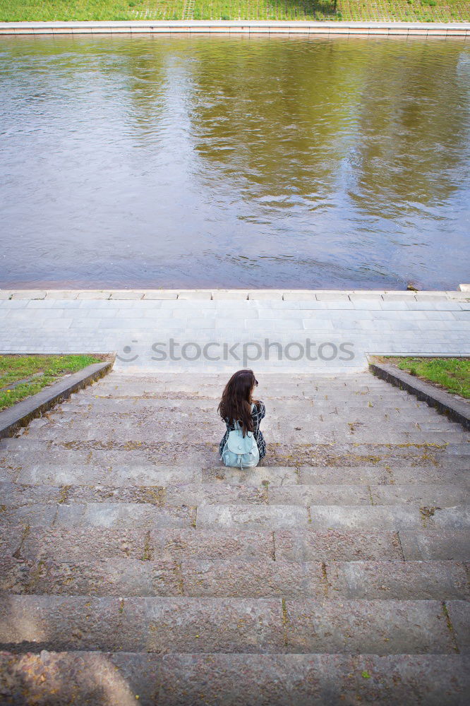 Similar – Image, Stock Photo Woman on fence in park