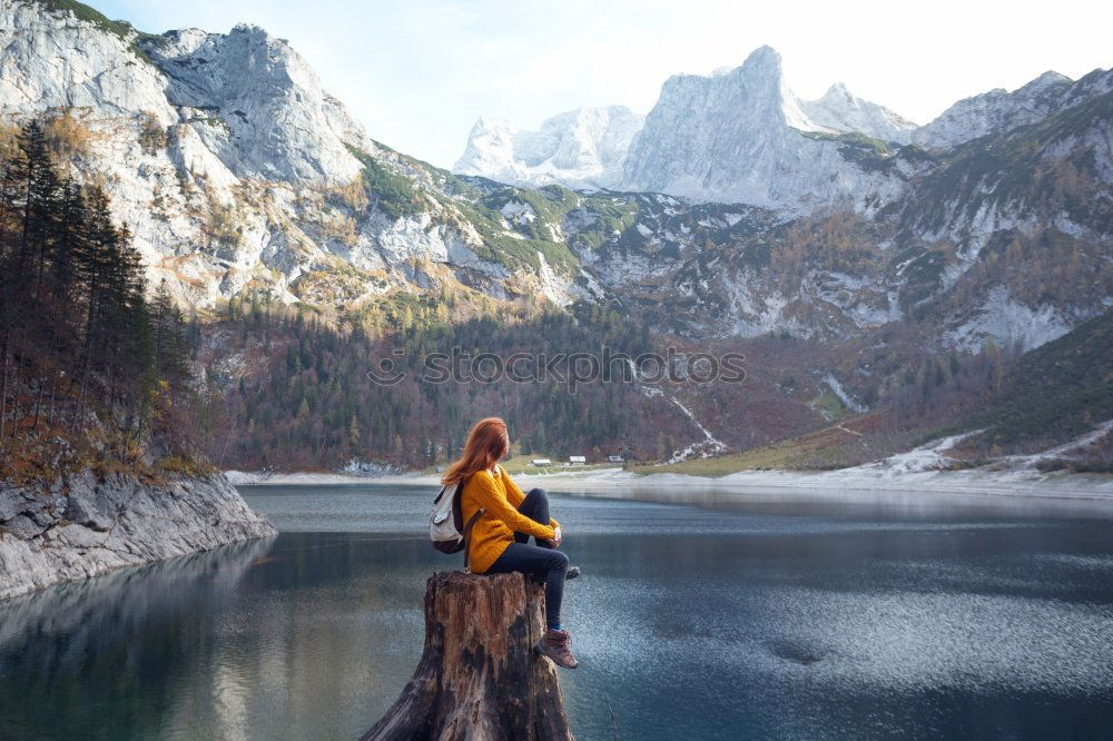 Similar – Man posing in mountains